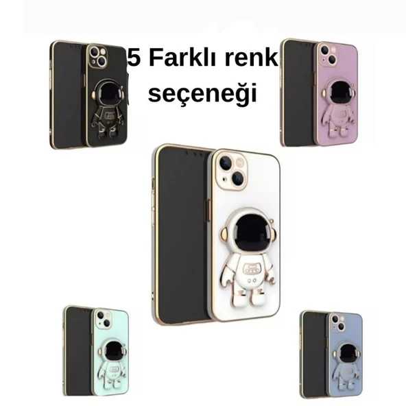 Pembe Masa Üstü Sevimli Astronot Standı Telefon Tutucu Yapışkan Özelliği Telefon Kılıfına Yapıştırılabilir - 2
