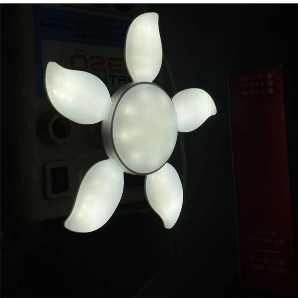 Dekoratif Pervane 5 Kollu 36W LED Ampul Katlanır Kanatlı Beyaz Renk Aydınlatma Tasarruflu Işık - 5