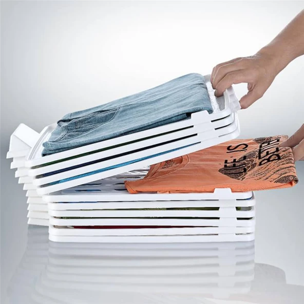 5 Adet Plastik T-shirt Düzenleyici Gömlek Elbise Dolap Organizer - 3