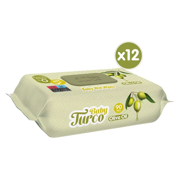 Baby Turco Zeytinyağlı Islak Bebek Havlusu 12x90 Adet - 2