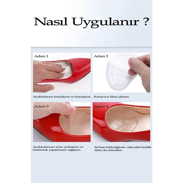 Ayakkabı Kaydırmaz Şeffaf Jel Silikon Kendinden Yapışkanlı Ped Yıkanabilir Topuklu Ayakkabı Tabanı - Resim 5