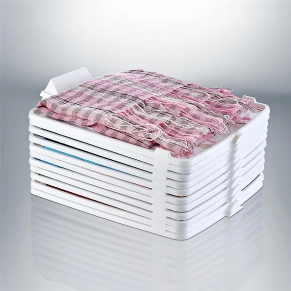 5 Adet Plastik T-shirt Düzenleyici Gömlek Elbise Dolap Organizer - 5