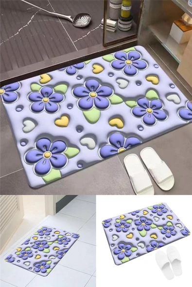 Su Emici Paspas Şık Tasarım Abdest Paspası Kaymaz Taban Banyo Paspası