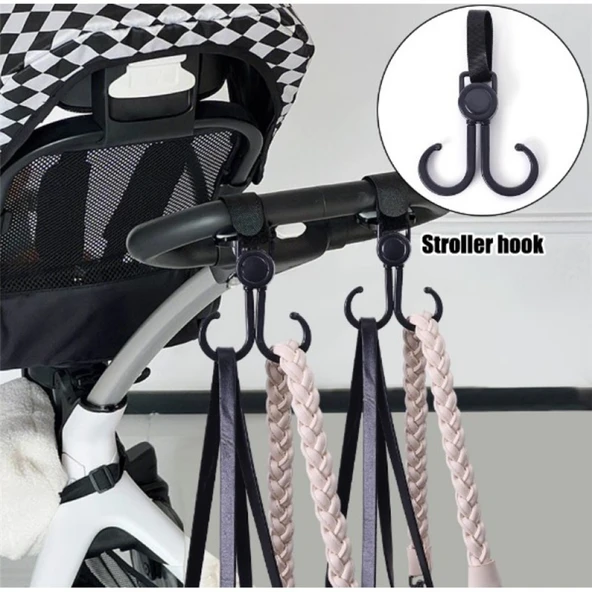 Ayarlanabilir ve Çıkarılabilir Taşıma Kancası - Bebek Arabası, Bisiklet ve Alışveriş İçin, 2'li Set - 4