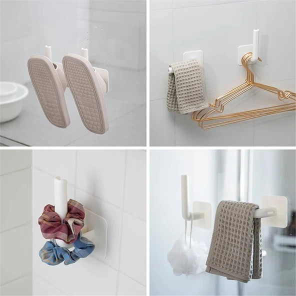 1 Adet Yapışkanlı L Şeklinde Havlu Askısı Mutfak Banyo Takı Kupa Kapak Bardak Duvar Askısı - 5