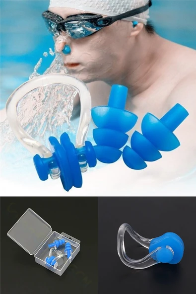 Kulak ve Burun Tıkacı Yüzücü Kulak Tıpası Yıkanabilen Temizlenebilen Silikon Kulak Burun Tıkaç Seti ürün görseli 1