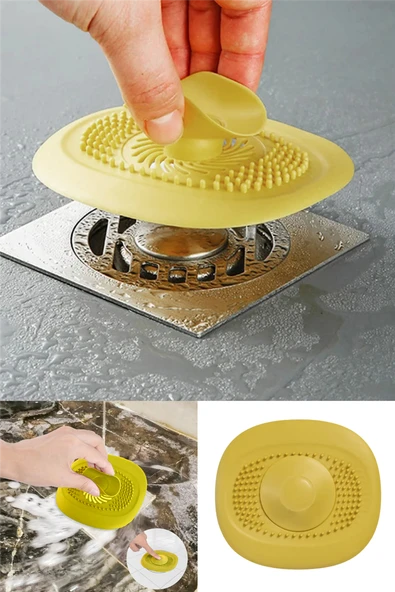 2 Adet Kademeli Lavabo Tıkacı Silikon Lavabo Gider Tıpası Koku Önleyici Gider Kontrol Tıpası Sarı ürün görseli