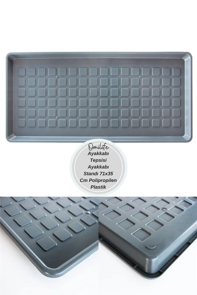 Ayakkabı Tepsisi 71x35 cm Plastik Ayakkabı Standı Polipropilen Zemin Koruyucu Ayakkabılık - 4