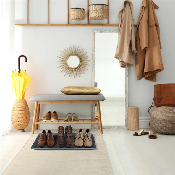 Ayakkabı Tepsisi 71x35 cm Plastik Ayakkabı Standı Polipropilen Zemin Koruyucu Ayakkabılık - 3