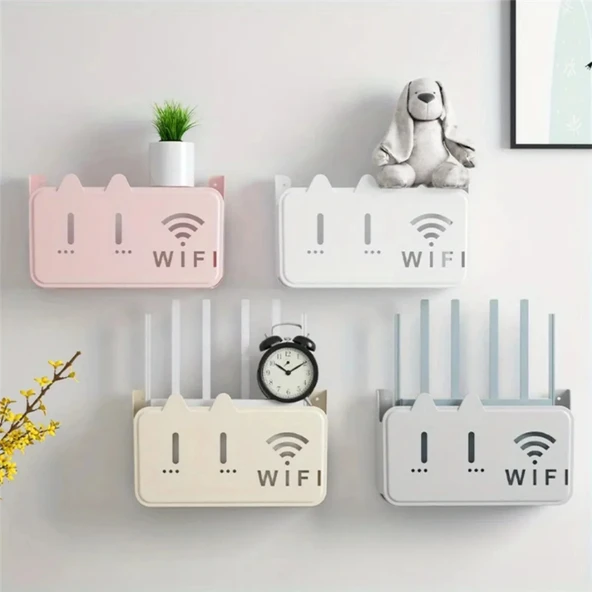 Siyah Polikarbon Wifi Kutusu Kedi Desenli Duvar Asılabilir Sigorta Ve Modem Saklama Kutusu 25x15x6 cm - 2