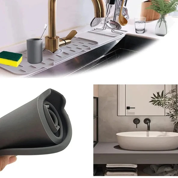 Pratik Su Tutucu Musluk Matı Mutfak Banyo Koruyucu Musluk Su Sıçrama Önleyici Lavabo Musluk Matı - 4
