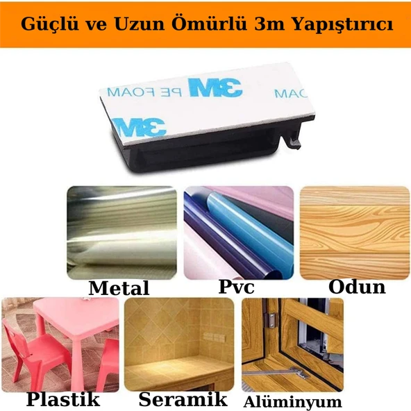 Yapışkanlı Kablo Düzenleyici Klips 4 Adet Pratik Kablo Düzenleme ve Sabitleme Aparatı Çok Amaçlı Klips - 8