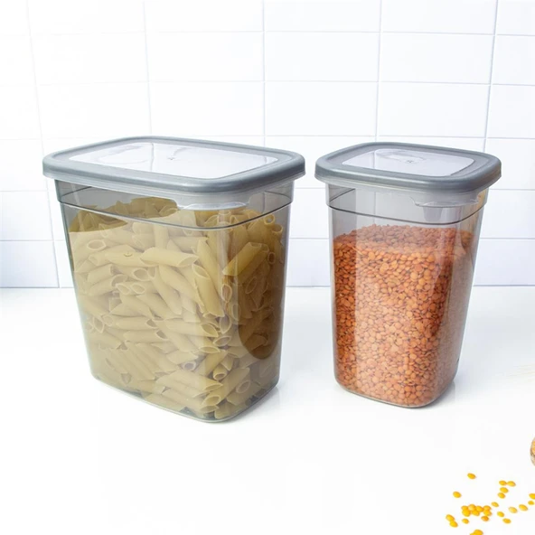 6 Adet 12 Parça 1,1 Litre Kare Erzak Bakliyat Saklama Kabı Seti Baharatlık - 6