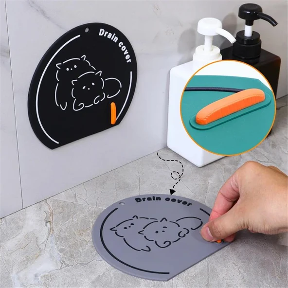 Gri Renk Banyo ve Mutfak Lavabo Koku Önleyici Gider Koruyucu Silikon Sızdırmaz Ped - 3