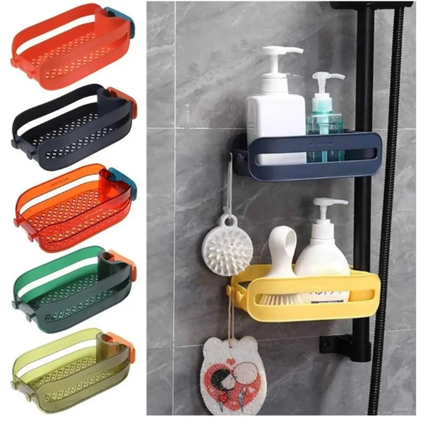 Şampuanlık Sabunluk Süngerlik Banyo Mutfak Düzenleyici Askılı Ayarlanabilir Vakumlu Organizer - 6