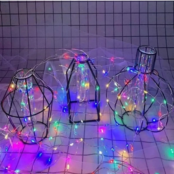 Pilli Yılbaşı Çam Ağacı Ev Süsleme Ledi  3m 28 Adet Ledli Işıklandırma RGB Led  Işık - 6