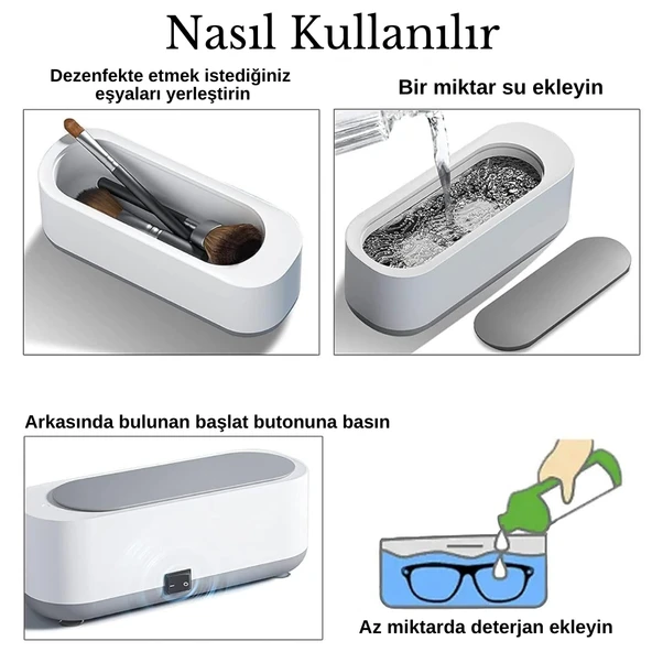 Ultrasonik Takı Temizleyici Cihaz Gözlük Saat Küpe Kolye Dezenfekte Makinesi - 3