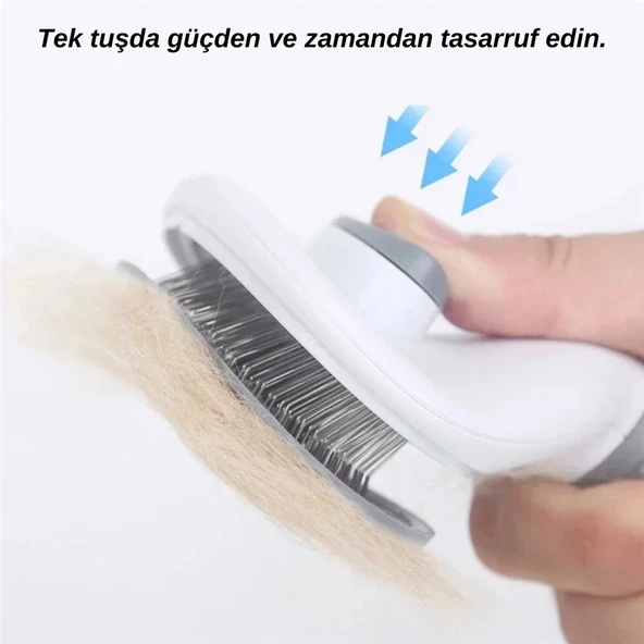 Otomatik Temizlenen Tuşlu Evcil Hayvan Fırçası Pratik Kedi Köpek Tüy Toplayıcı Ergonomik Bakım Tarağı - 7