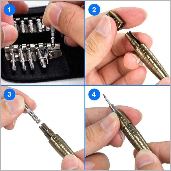 25 Parça Taşınabilir Tornavida Seti Telefon Saat Elektronik Tamir İçin Hassas Uçlu Mini Set - 8