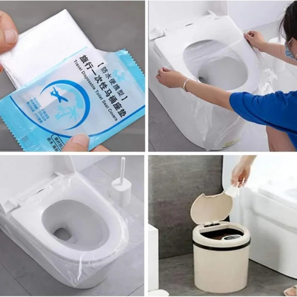 50 Adet Kullan At Klozet Örtüsü Klozet Poşeti Klozet Kapak Örtüsü Dispenseri - 7
