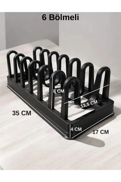 6 Gözlü Beyaz Yeni Model Tabaklık Tabak Düzenleyici Tencere Tava Kapak Düzenleyici - 7