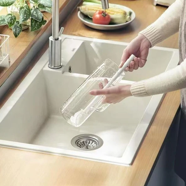 Beyaz Yaprak Model Silikon Uçlu Ekstra Yumuşak Bardak Şişe Ve Biberon Temizleme Fırçası - 6