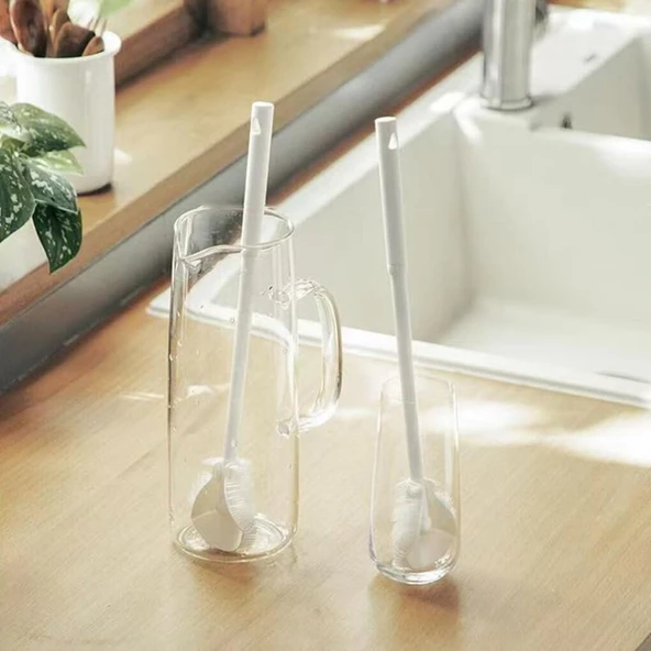 Beyaz Yaprak Model Silikon Uçlu Ekstra Yumuşak Bardak Şişe Ve Biberon Temizleme Fırçası - 3