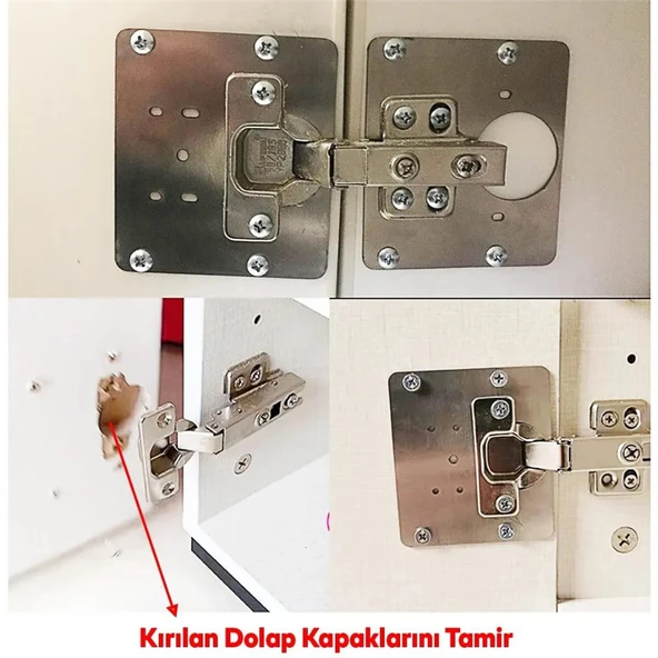 4 Adet Menteşe Tamir Sacı Pratik Paslanmaz Dolap Tamir Onarım Kiti Kapak Menteşe Tamir Onarım Seti - 5