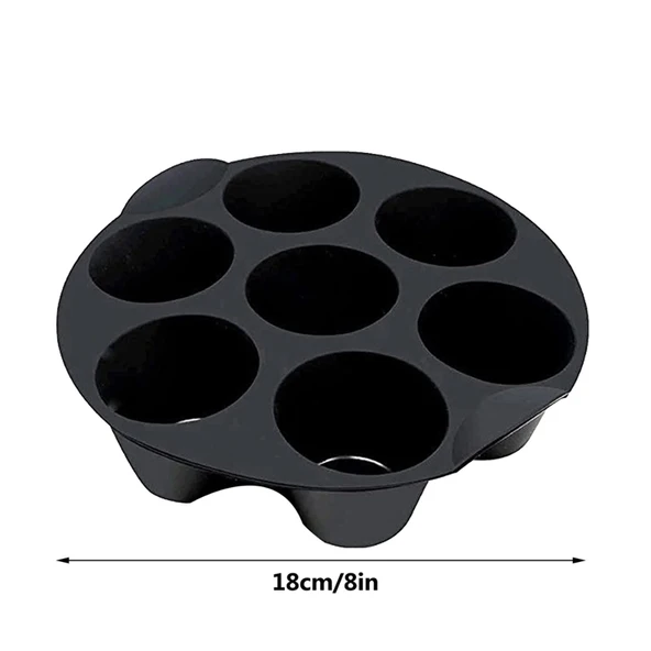 Siyah Silikon Airfry Kek Pişirme Kalıbı Tüm Airfryerlara Uyumlu Muffin Pişirme Kabı - 8