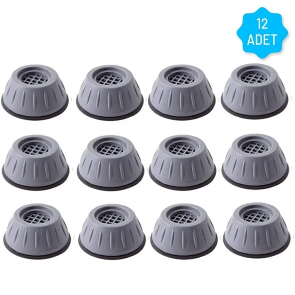 12 Adet Çamaşır Makinesi Titreşim Ve Gürültü Önleyici Kaydırmaz Vantuzlu Zemin Koruyucu Stoper Set - 2