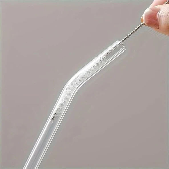 Termosilikat Isıya Dayanıklı Bardak Cam Pipeti Temizleme Fırçası Hediyeli 3 Adet Cam Pipet - 3