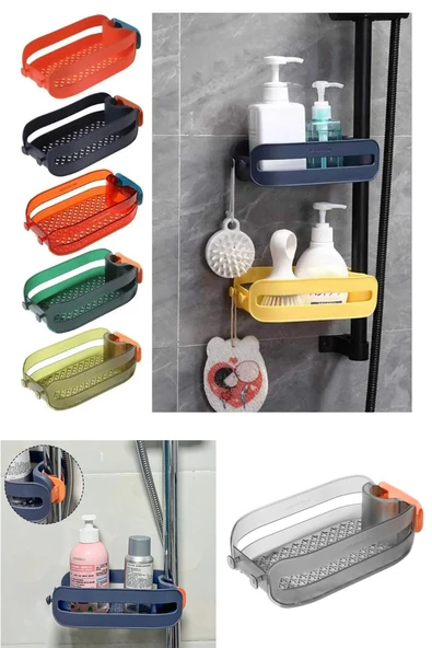 Şampuanlık Sabunluk Süngerlik Banyo Mutfak Düzenleyici Askılı Ayarlanabilir Vakumlu Organizer - 2