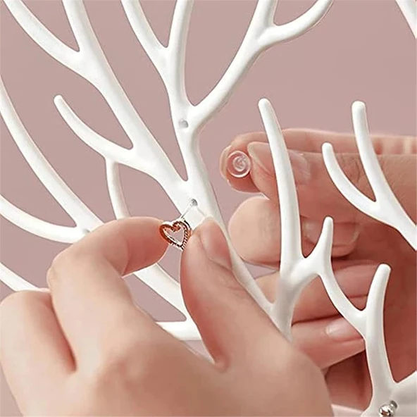 Geyik Tasarımlı Takı Standı Yüzük Küpe Kolye Askılığı Mücevher Organizer Askı - 6