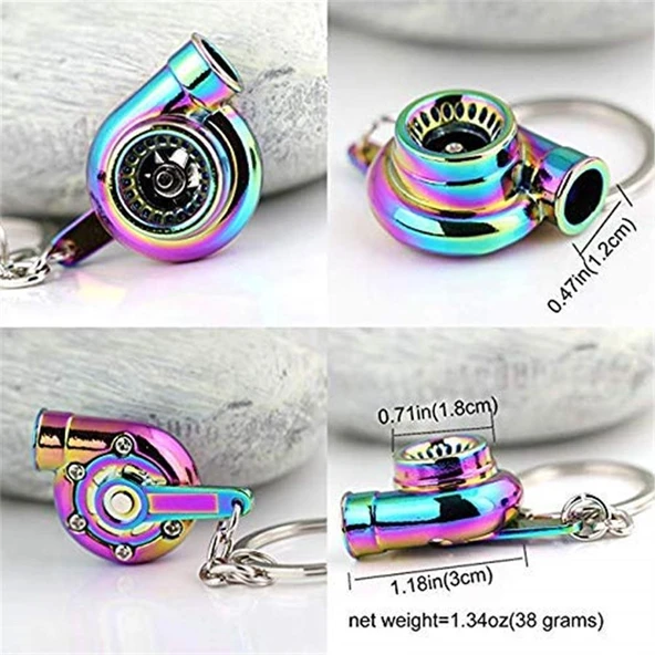 Oto Araba Anahtarlık Turbo Metal Bukalemun Renk Sessiz - Resim 8