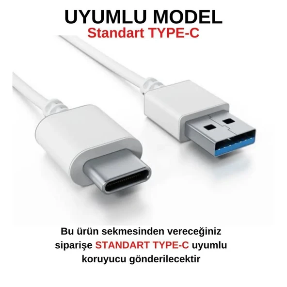 Siyah Kablo Ucu Koruyucu Type-c İle Uyumlu Silikon Koruyucu Kılıf - 5