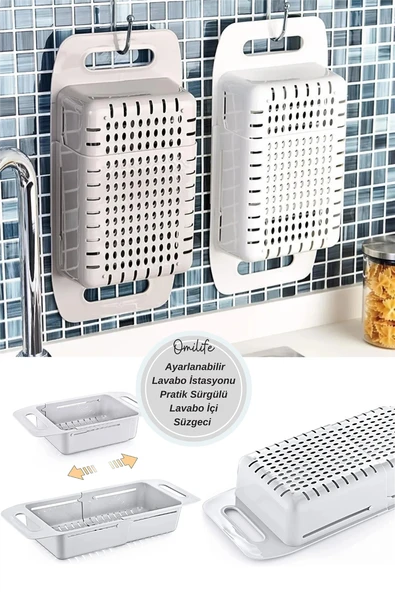 Ayarlanabilir Lavabo İstasyonu Pratik Sürgülü Lavabo İçi Süzgeci - 3