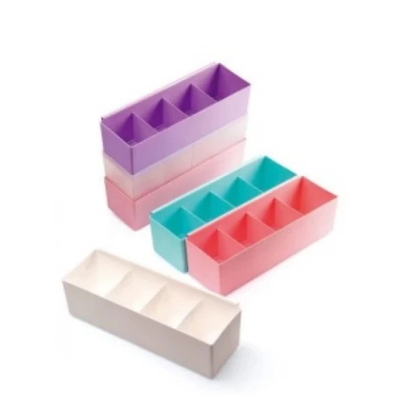 4 Bölmeli Plastik Çorap Çekmece Düzenleyici Organizer Kravat Eşarp Düzenleyici Organizeri - 3