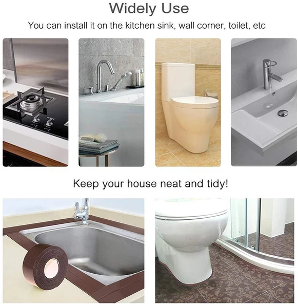 3,2 Mt Gri Renk Su Sızdırmaz Geçirmez Bant Lavabo Küvet Tezgah Kenar Banyo Mutfak Pencere Yalıtım - Resim 6