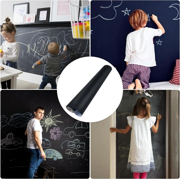 Kesilebilir Kara Tahta Tebeşir Hediyeli Duvar Dolap Mutfak Yapıştırılabilir Kara Yazı Tahtası - 5