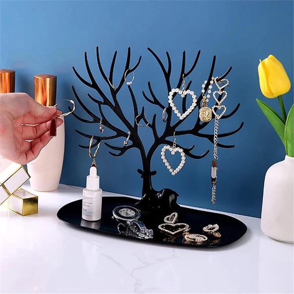 Geyik Tasarımlı Takı Standı Yüzük Küpe Kolye Askılığı Mücevher Organizer Askı - 7