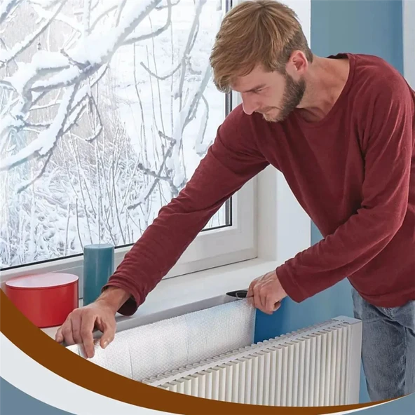 5 Adet Petek Radyatör Arkası Folyo Plaka Kalorifer Arkalığı Alüminyum Isı Yalıtım Folyosu 100x50 Cm - 7