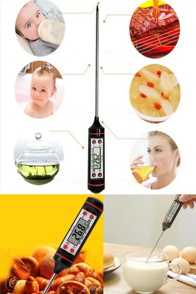 Gıda Termometresi Et Su Süt Sıcaklık Ölçer Yiyecek Sıvı Gıda Isı Ölçüm Termometresi ürün görseli