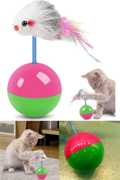 Kedi Oyuncağı Fare Desenli Hacıyatmaz Hareketli Dayanıklı Oyuncak Denge Sağlayan Eğlenceli Kedi Ürünü ürün görseli 1