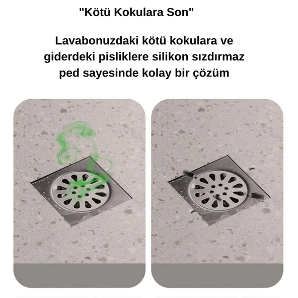 Kahverengi Banyo ve Mutfak Lavabo Koku Önleyici Gider Koruyucu Silikon Sızdırmaz Ped - 8