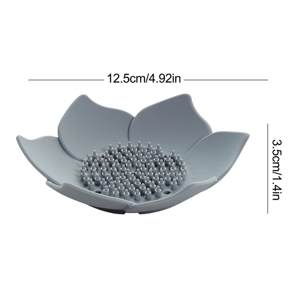 Lotus Desenli Sabun Ve Sünger Tutacağı Silikon (MAVİ) Su Giderli Lotus Şekilli Şık Katı Sabunluk - 8