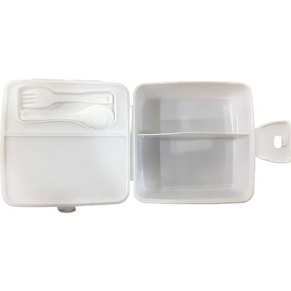 Taşınabilir Okul Piknik Yemek Kabı Beslenme Kutusu Çatal Kaşıklı Katlı Bölmeli Kilitli Saklama Kabı - 6