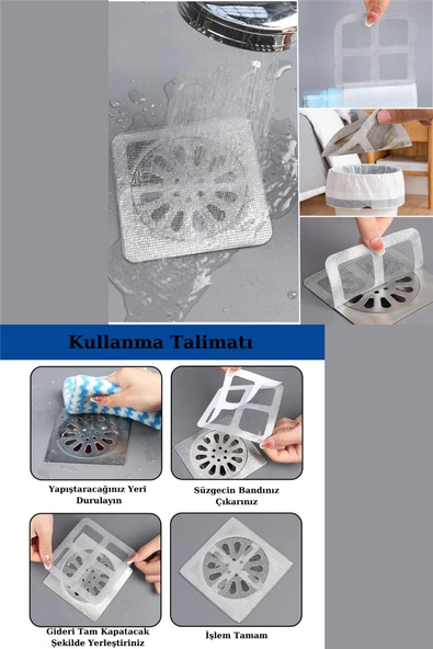 10 Adet Banyo Gider Süzgeci Saç Yakalayıcı Süzgeç Banyo Duş Gider Tıkanık Önleyici Süzgeç - 8