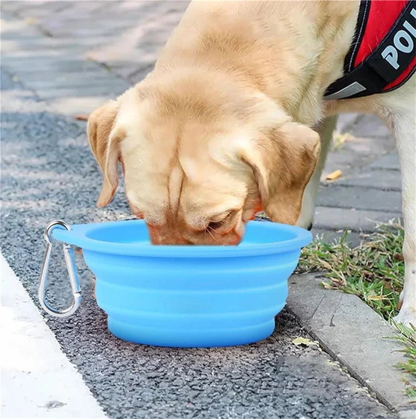 Katlanabilir Seyahat Silikon Köpek Mama Kabı Kedi ve Köpek için Katlanabilir Mama Su Kabı - 4