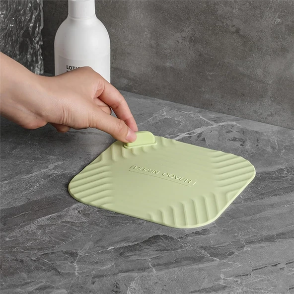 Siyah Renk Kare Kötü Koku Önleyici Silikon Mat Banyo Mutfak Lavabo Balkon Gider Tıpası Kapağı - 4