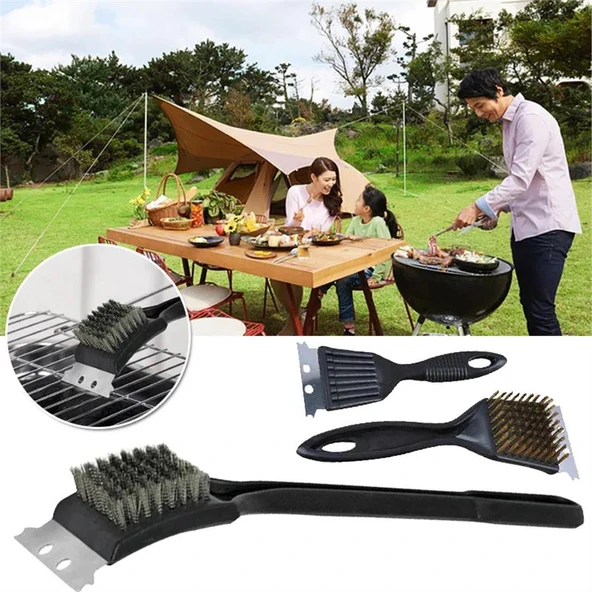Mangal BBQ Izgara Temizlik Fırçası Paslanmaz Çelik Temizlik Fırçası - 5